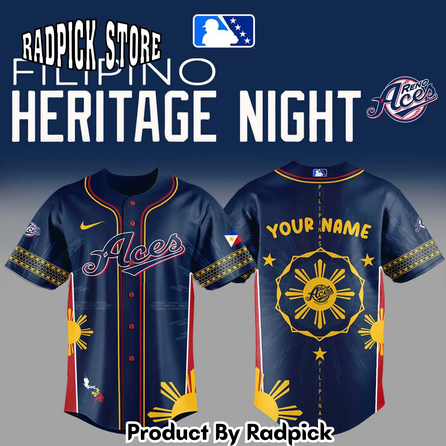Radpick reno aces filipino heritage night baseball jersey custom name rp127203
